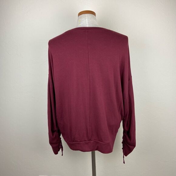 Fabletics Scrunched Sleeve Pullover Sweater - Maroon - Picture 6 of 7